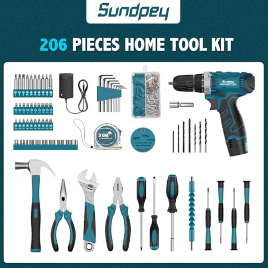 Sundpey Tool Kit 206PCs with D – обзор и цена Power Tools Combo Kits