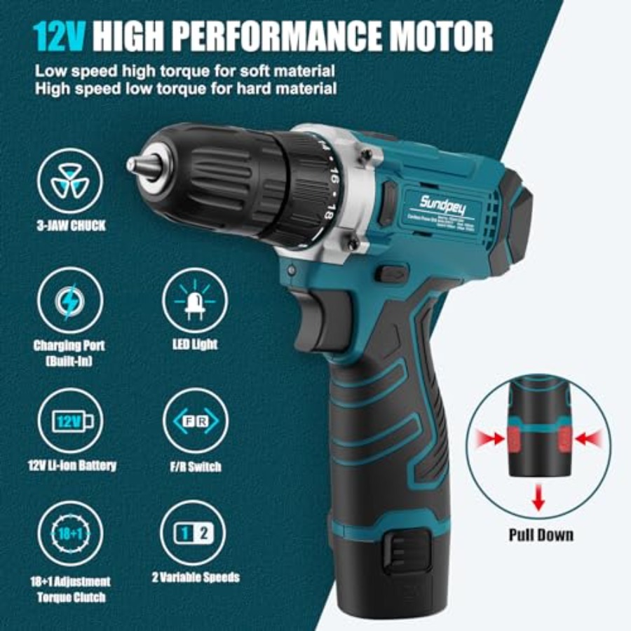 Sundpey Tool Kit 206PCs with D – обзор и цена Power Tools Combo Kits